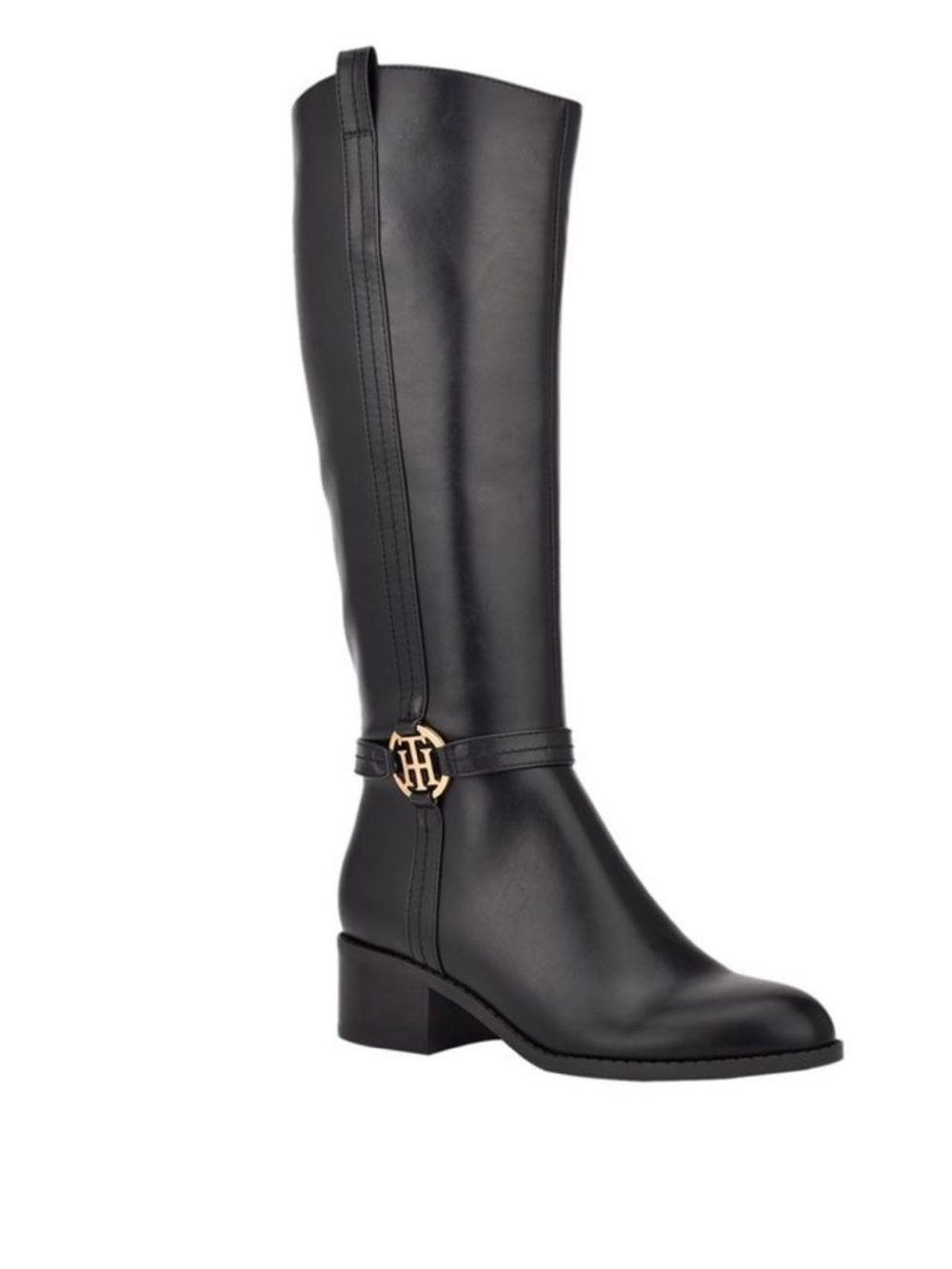 TOMMY HILFIGER Womens Black Signature Hardware Diwan Riding Boot